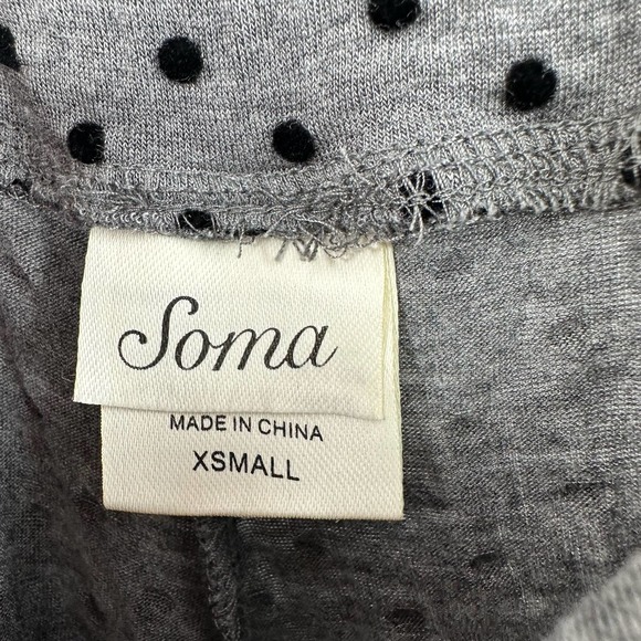 Soma size XS gray black polka dot button up pajama set long sleeve pants - Picture 8 of 8